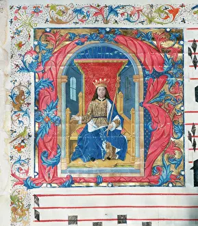 Enthroned: Choirbook number 5. Gregorian chant. 15th. century. Christ t