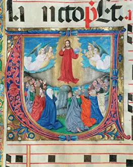 Blessing: Choirbook number 7. Gregorian chant. 15th. century. The Asce