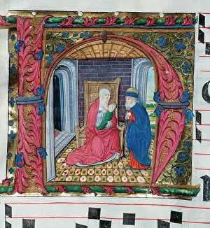 Parchment: Choirbook number 9. Gregorian chant. 15th. century. The Virg