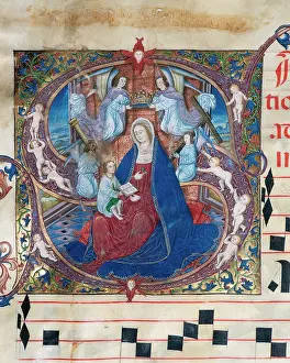 Parchment: Choirbook number 9. Gregorian chant. 15th. century. Virgin a