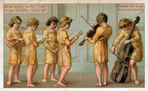 Choristers: Choirboys and musicians on a Christmas card