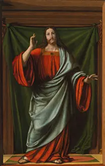 Milanese: CHRIST BLESSING, by Andrea Solario, 1490-1524, Italian