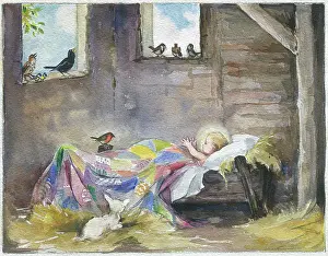Quilt: Christ Child in manger with a patchwork quilt