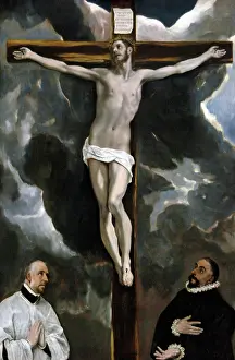 Mannerism: Christ on the Cross Adored by Donors, by El Greco