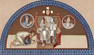 Enthroned: Christ enthroned: on left, Leo VI the Philosopher