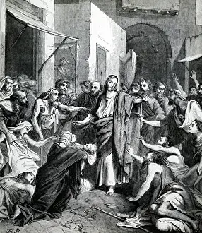 Touched: Christ healing the sick: From a late 19th century