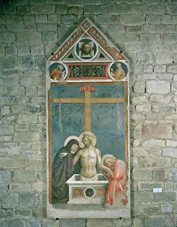 Masolino: Christ in pieta with the