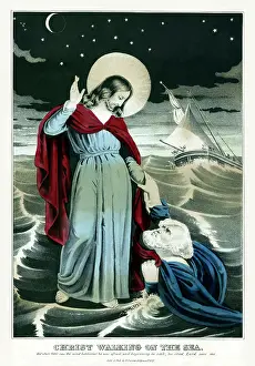 Join: Christ walking on water, rescuing a man sinking