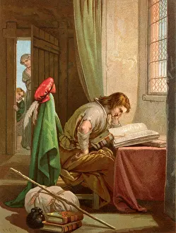Bunyan: Christian, the pilgrim of the title, in combat