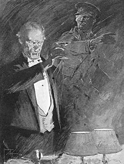 Lawson Wood (iln): Christmas, 1914 - the silent toast
