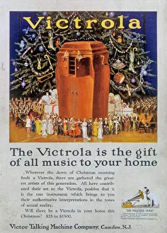 Classic Stock: Christmas Advertisement for Victrola Home Record