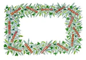 Mckeown: Christmas Border with Crackers, Pine and Holly