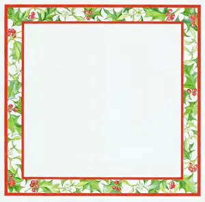 Collings: Christmas Border with Holly and Mistletoe