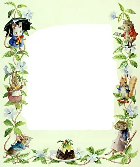 Racey: Christmas Border ' mice, hedgehog, rabbit etc