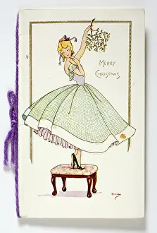 Footstool: Christmas card