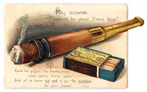Serrated: Christmas card with cigar and box of matches