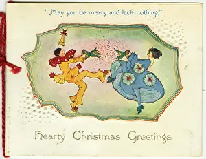 Ruff: Christmas card, Clown and lady with cracker