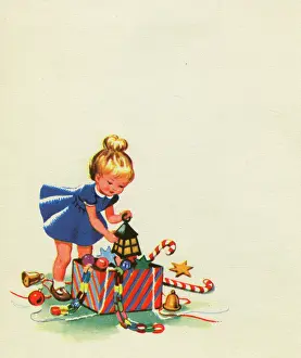 Decorating: Christmas card, Dressing the Christmas Tree