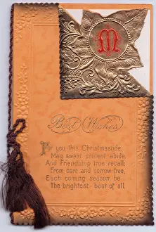 David Pearson: Christmas card with initial M and verse