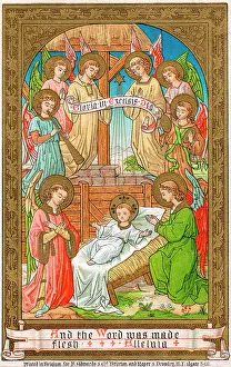 Alleluia: Christmas card with nativity scene