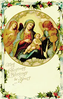 Manger: Christmas card with Nativity scene