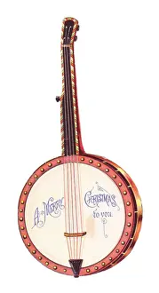 Banjos: Christmas card in the shape of a banjo
