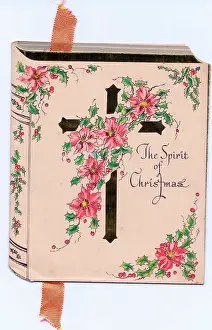 Poinsettias: Christmas card in the shape of a book