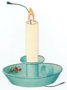 Christmas card in the shape of a candle and holder