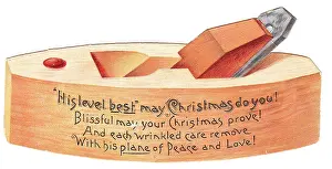 Levelling: Christmas card in the shape of a carpenter's plane