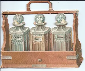 Stopper: Christmas card in the shape of three decanters