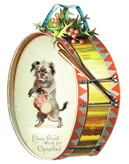 Drumsticks: Christmas card in the shape of a drum