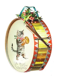 Drumsticks: Christmas card in the shape of a drum