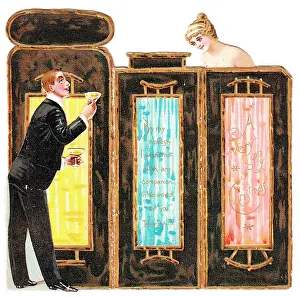 Bubbly: Christmas card in the shape of a folding screen