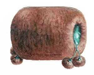 Pompom: Christmas card in the shape of a furry muff