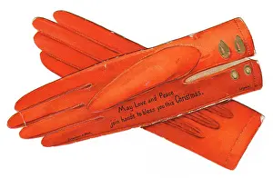 Overlapping: Christmas card in the shape of gloves