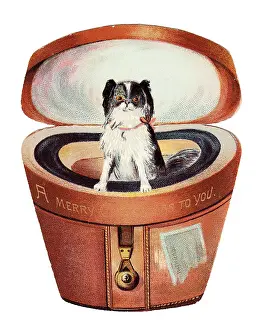 Hatbox: Christmas card in the shape of a leather hatbox