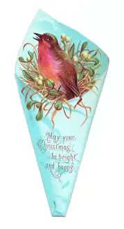 Redbreast: Christmas card in the shape of a robin in wrapping paper
