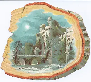 Hurstmonceaux: Christmas card in the shape of a slice of wood