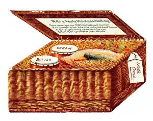 Hampers: Christmas card in the shape of a wickerwork food hamper