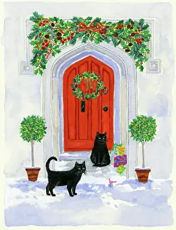 Kember: Christmas Cats at Doorway