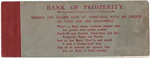 Punning: Christmas cheque book from the Bank of Prosperity