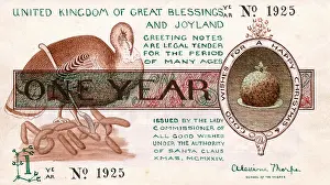 Blessings: Christmas cheque, with turkey, sausages and pudding