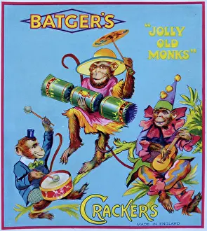 Monkeys: Christmas cracker box label