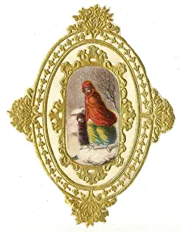 Cracker: Christmas Cracker Label with Snow Scene