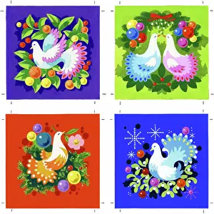 Tags: Four Christmas designs with Doves