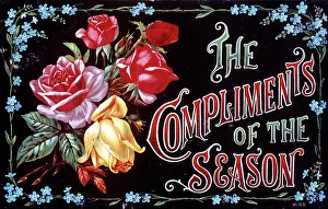 Forgetmenot: Christmas display sign, The Compliments of the Season