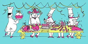 Feasts: Christmas Feast -- four chefs preparing food