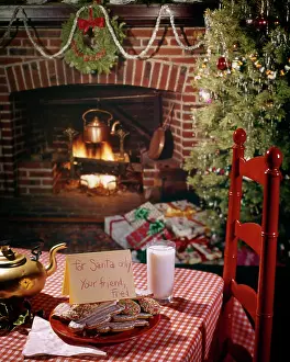 Kringle: Christmas Fireplace and Tree Table with Cookies