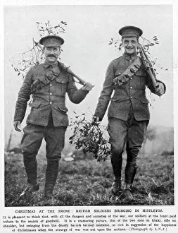 Optimistic: Christmas at the Front: British Soldiers bringing in Mistlet