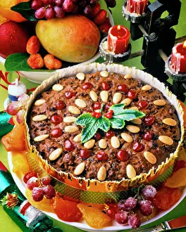 Timeless: Christmas Fruitcake on Festive Platter Sugared